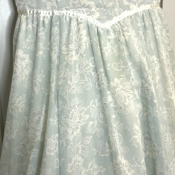 VTG Gunne Sax Jessica McClintock 70s Prairie Lace Prom Dress Pale Mint Size 7 - Picture 3 of 14